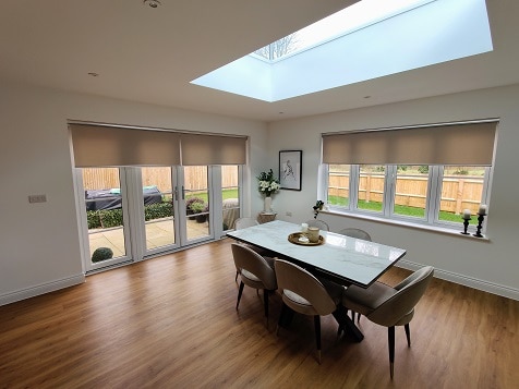 Roller blinds in cassette, patio door blinds, window blinds