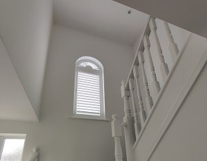 shaped shutters, plantation shutter specialist, plantation shutters, custom shutter. south coast, Hampshire